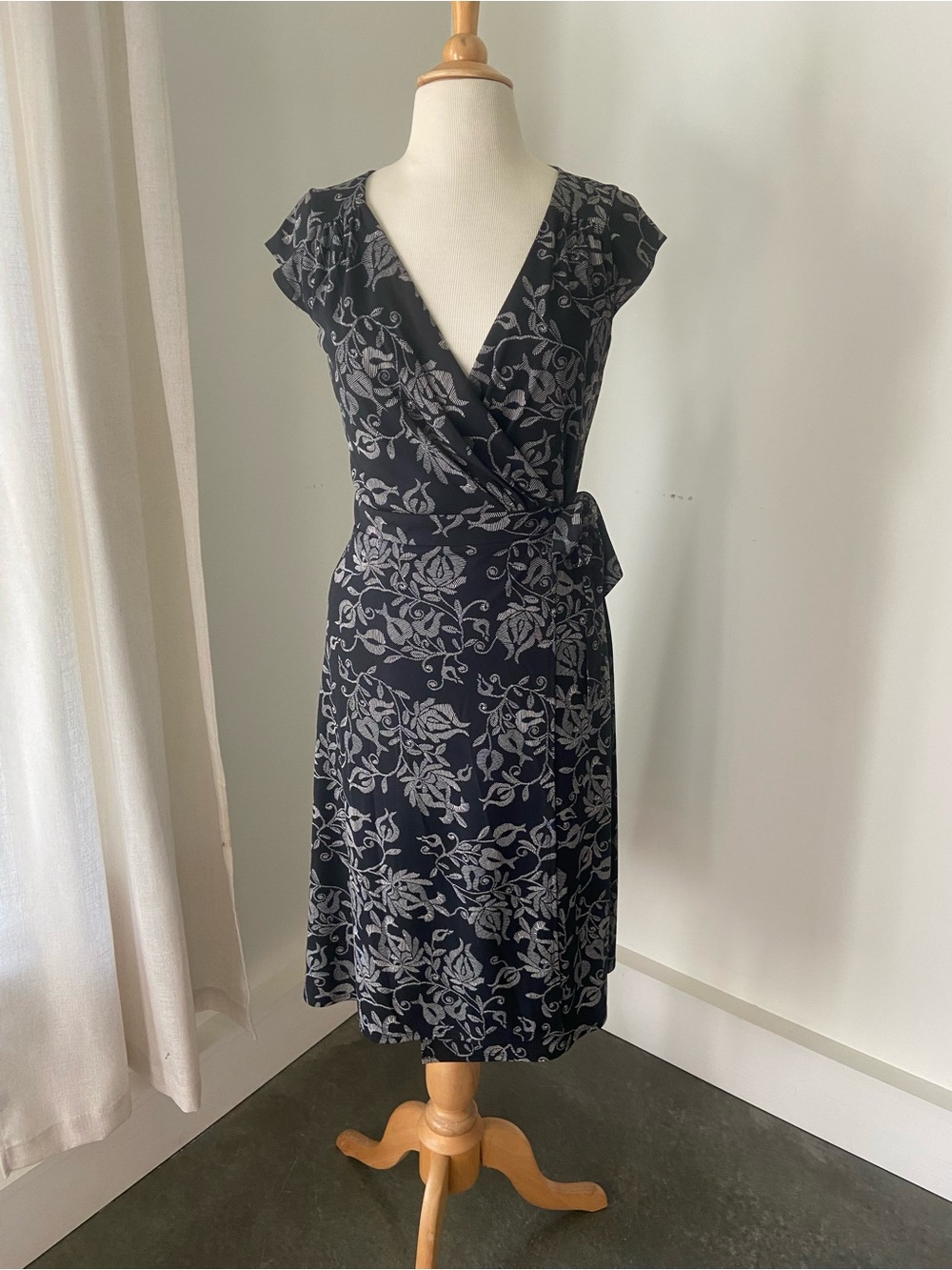 Black Floral Wrap Dress